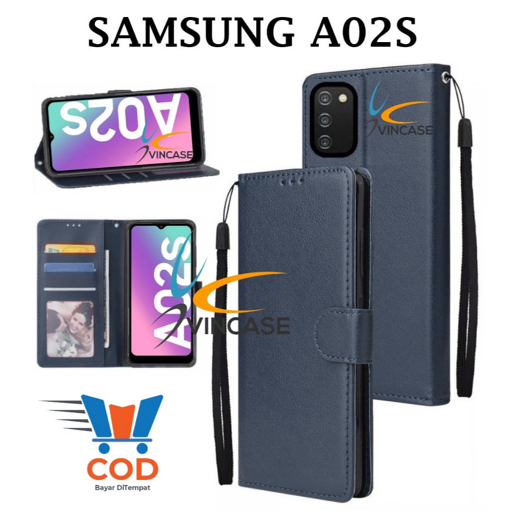 SAMSUNG A02S FLIP LEATHER CASE PREMIUM - FLIP WALLET CASE KULIT UNTUK SAMSUNG A02S - CASING DOMPET |