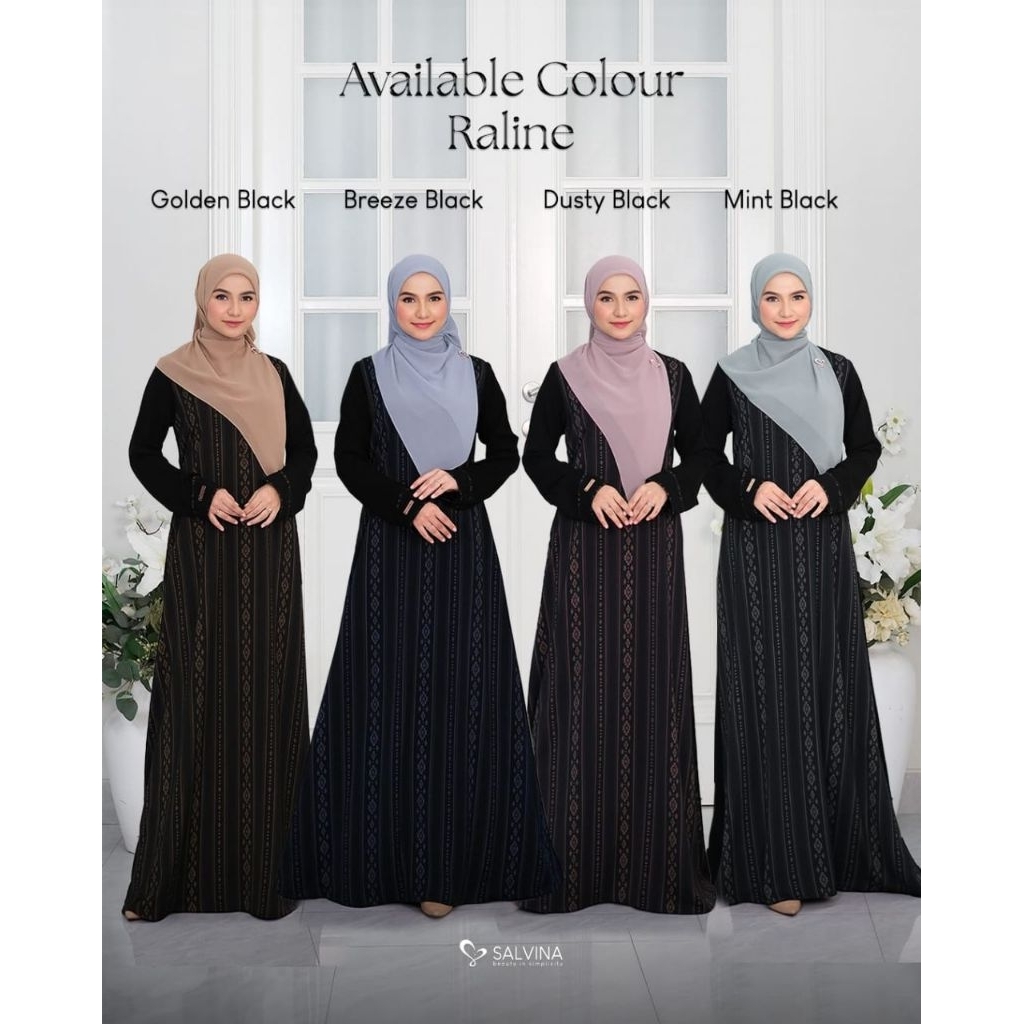 Raline Dress Gamis Motif Etnik Bahan Jetblack by Salvina