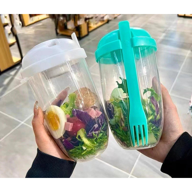 Botol Cup Salad Buah Sayur Dengan Garpu Kapasitas 1000ML