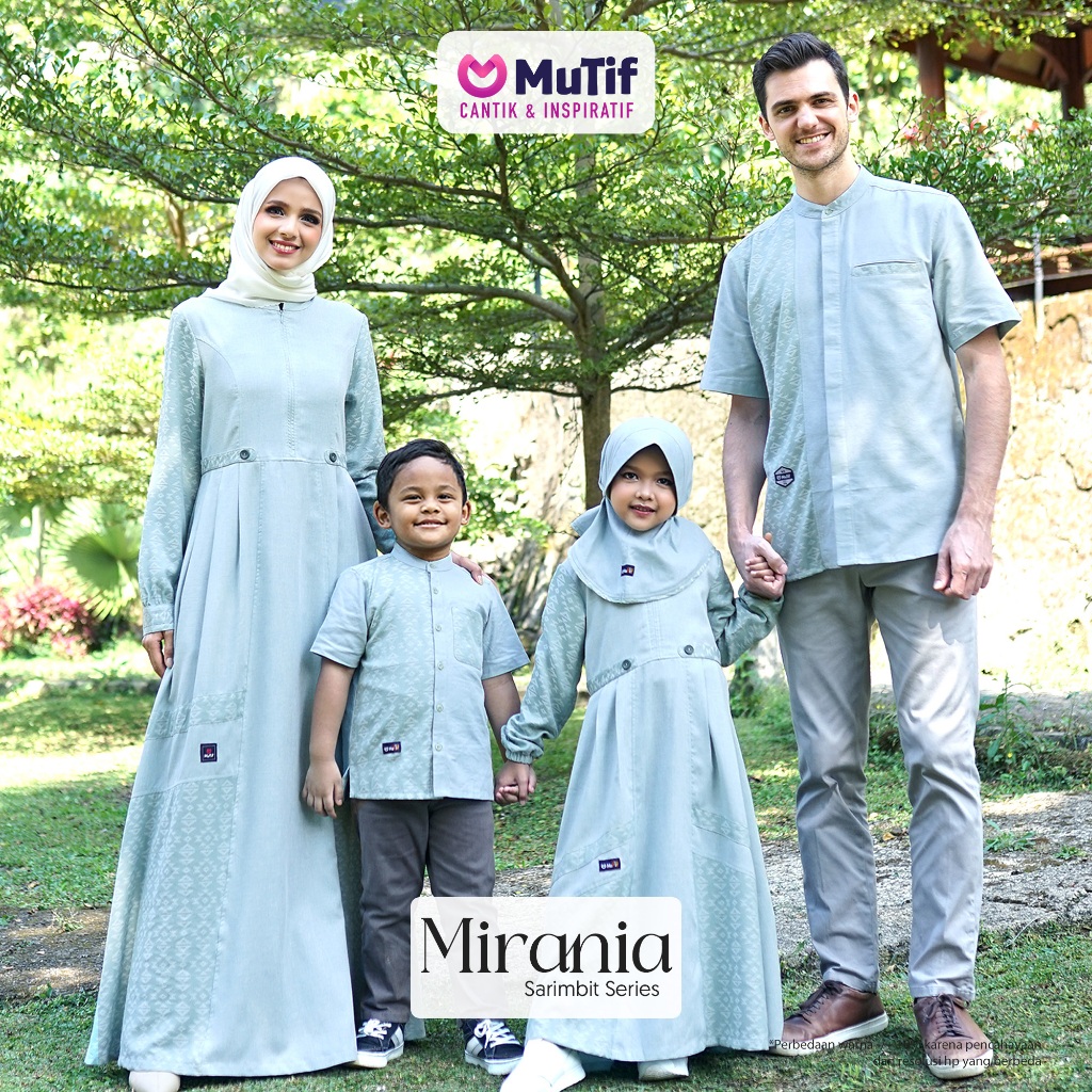 MUTIF Mirania Harris Green Sarimbit Keluarga Koko Tangan Pendek dan Gamis Busui Wudhu Friendly