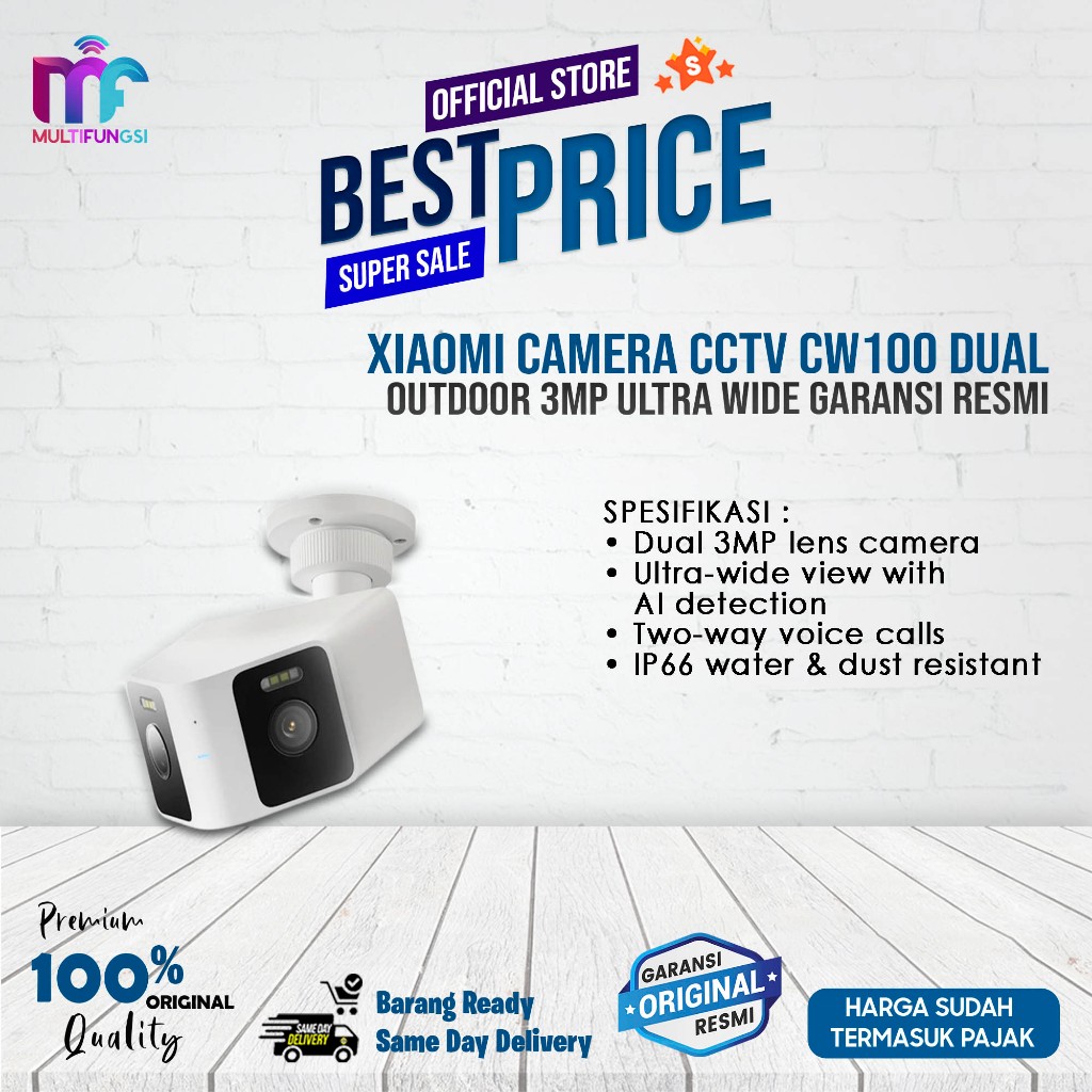 Xiaomi Camera CCTV CW100 Dual Outdoor 3Mp Ultra Wide Garansi Resmi