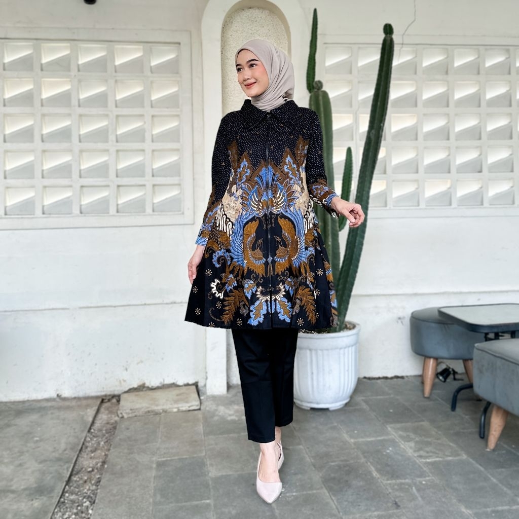 TUNIK BATIK 1203 WK BJ 172 ll ATASAN BATIK WANITA ll PAKAIAN BATIK WANITA ll BAJU BATIK