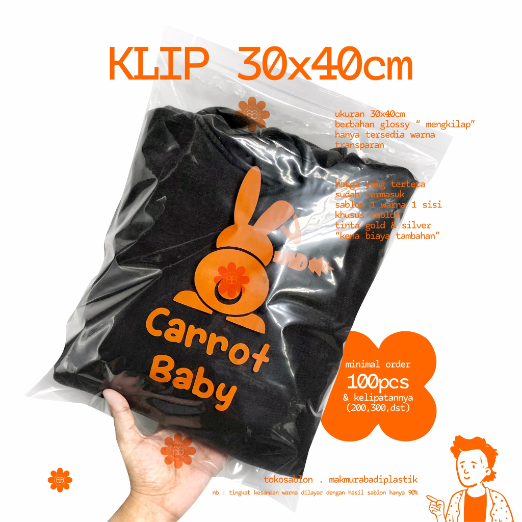 Sablon Plastik Klip 30x40 Zipper Ziplock