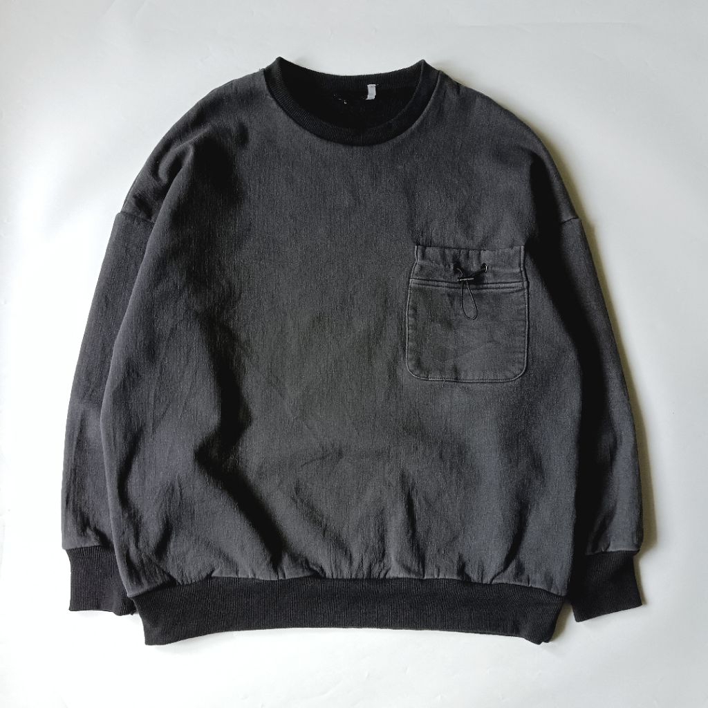 Crewneck Heavyweight Pocket Faded Washed Grey
