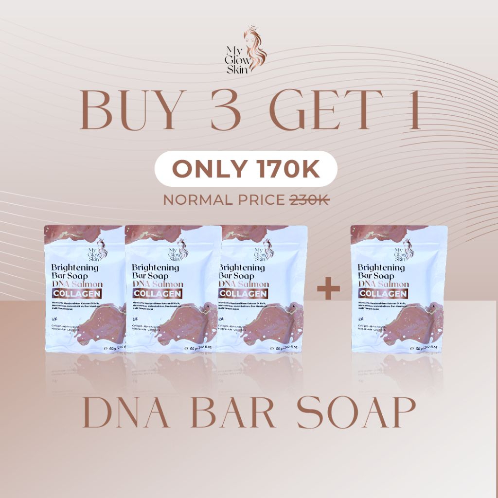 (PAKET HEMAT) Brightening Bar SOAP DNA SALMON COLLAGEN My Glow Skin (Membantu meratakan warna kulit 