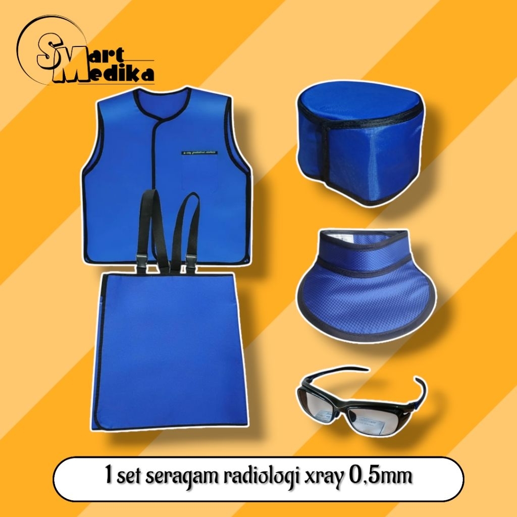 1 SET APRON LEAD SUIT XRAY 0,5mm / APRON CAP XRAY 0,5mm / APRON TYROID XRAY 0,5mm / KACAMATA PB XRAY