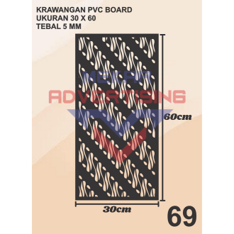 KRAWANGAN PVC BOARD HITAM / ORNAMEN PVC FOAM BOARD HITAM TEBAL 5MM MODEL 69 UKURAN 30X60