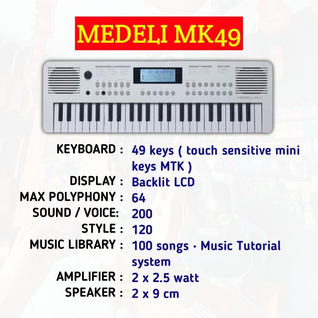 KEYBOARD MEDELI MK49 MIDI CONTROLLER MEDELI MK49 PIANO WARNA HITAM PUTIH