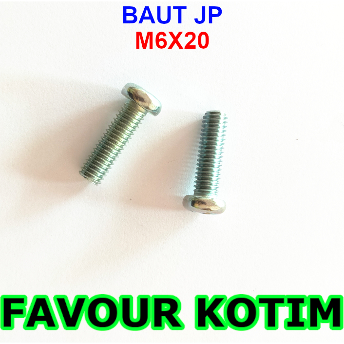 BAUT JP PUTIH M6X20 6MM X 20MM 6 MM BULAT FVKOTIM