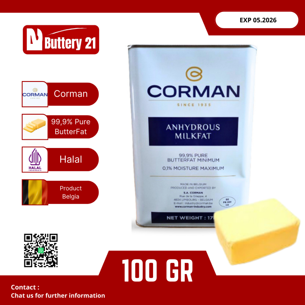 BUTTER CORMAN 100 GR/CORMAN AMF PI-3 MILK FAT 99.9%/CORMAN LEMAK MENTEGA MURNI 99,9%/CORMAN P13