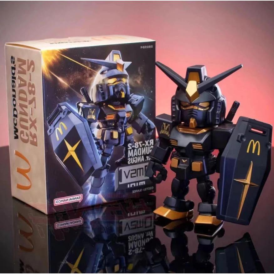 Mainan Kolektor McDonald's x GUNDAM Edisi Terbatas - Kotak Display RX-78-2 Warna Hitam Emas + Bonus 