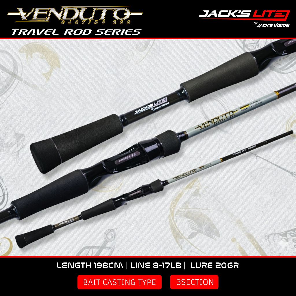 VENDUTO TRAVEL ROD - Joran Pancing Travel 3 Section 8-17LB BC/SP Jacks Lite Series by Jacks Vision