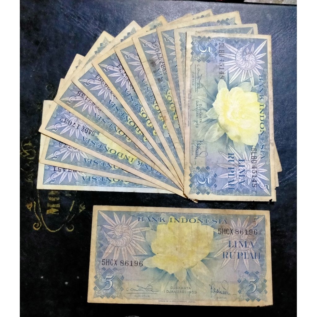 uang 5 rupiah seri bunga 1959 jelek