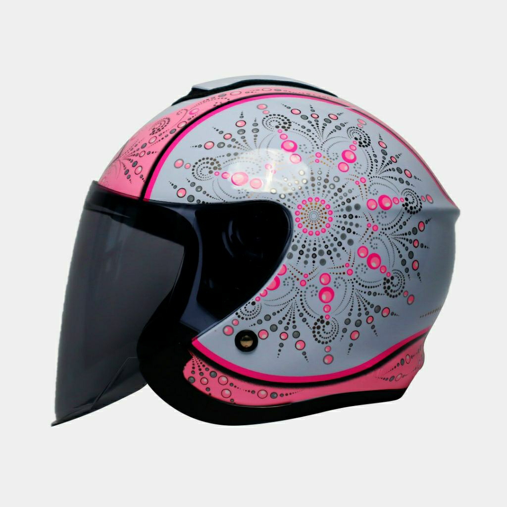 Helm JS Latte Motif Henna ORIGINAL SUDAH SNI/HELM CEWEK/HELM COWOK/HELM KEREN