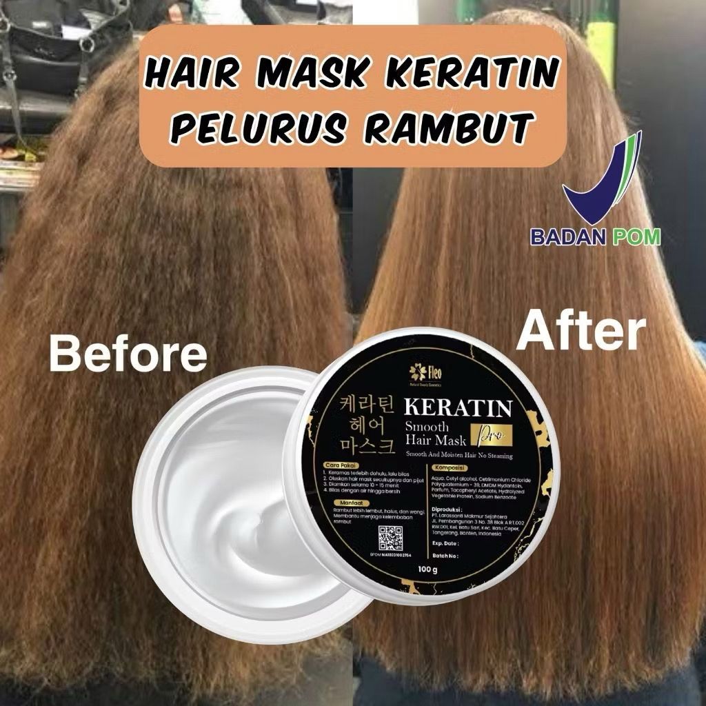 NEBP FLEO Hair Mask Keratin Smoothing 100gr / Masker Keratin Pelurus Rambut Korea / Hair mask BPOM