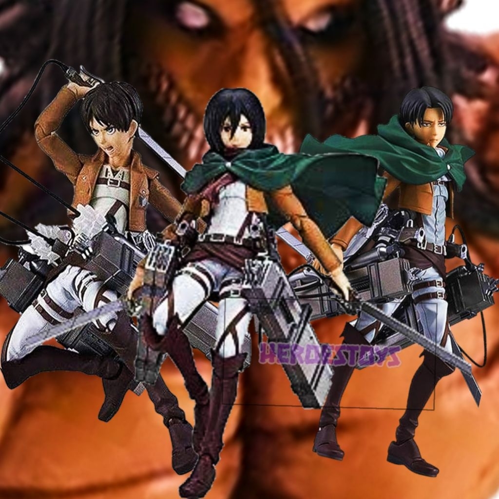 Figure Anime Figma Attack On Titan Levi Eren Mikasa Satuan Figure
