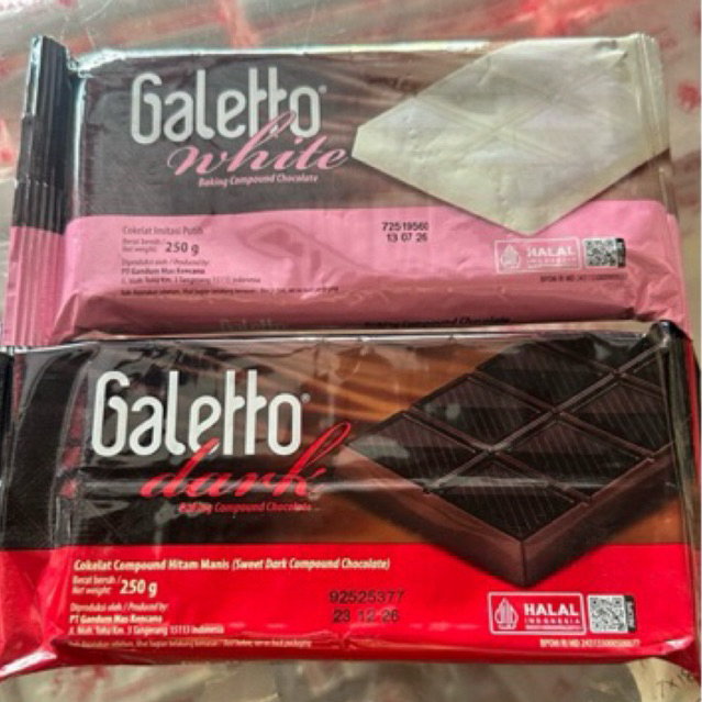Galetto dark coklat dan Galetto white coklat 250g