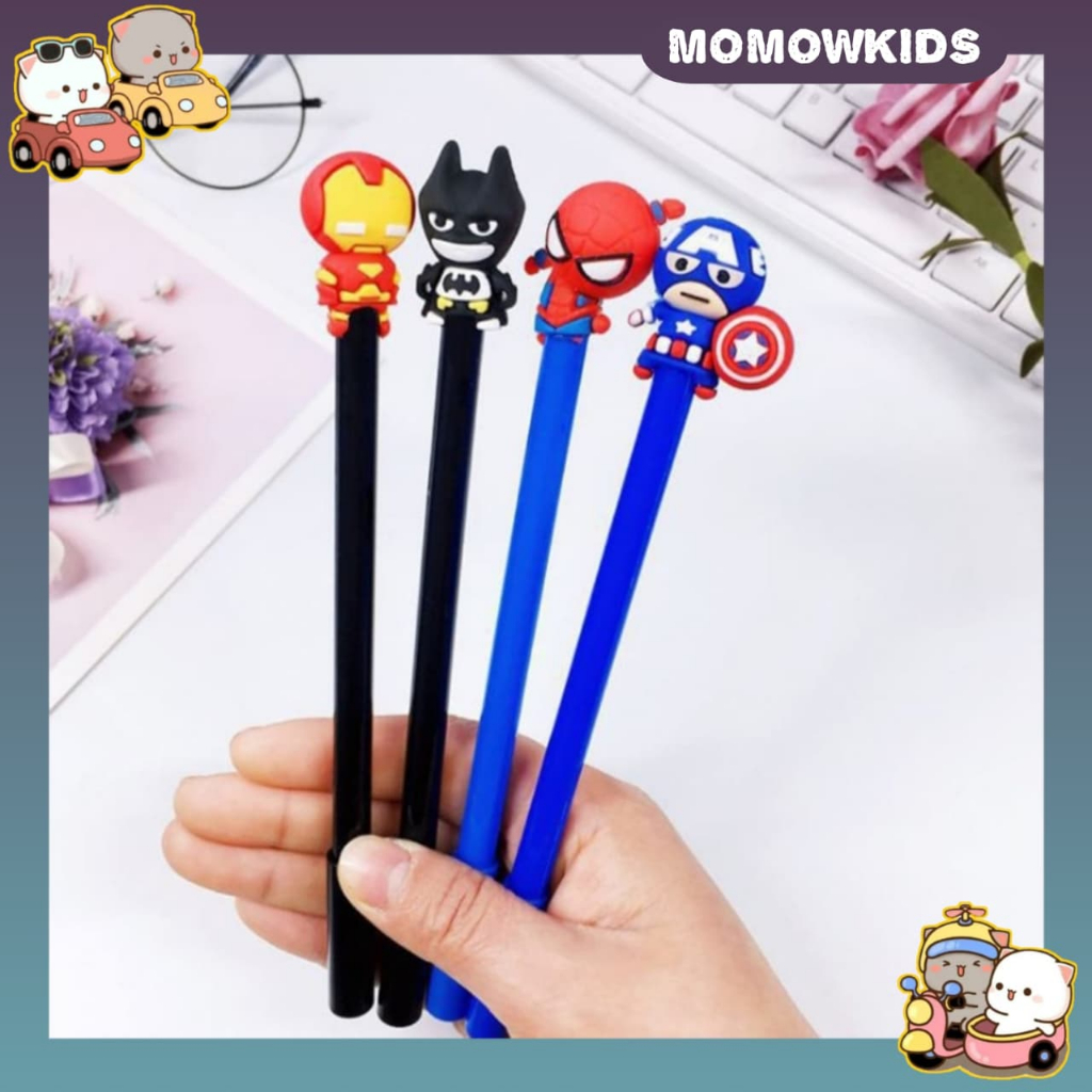 

[MOMOW] Paket 4 Pena batman, spiderman, captain america, Ironman | writing pen cute lucu | Pulpen