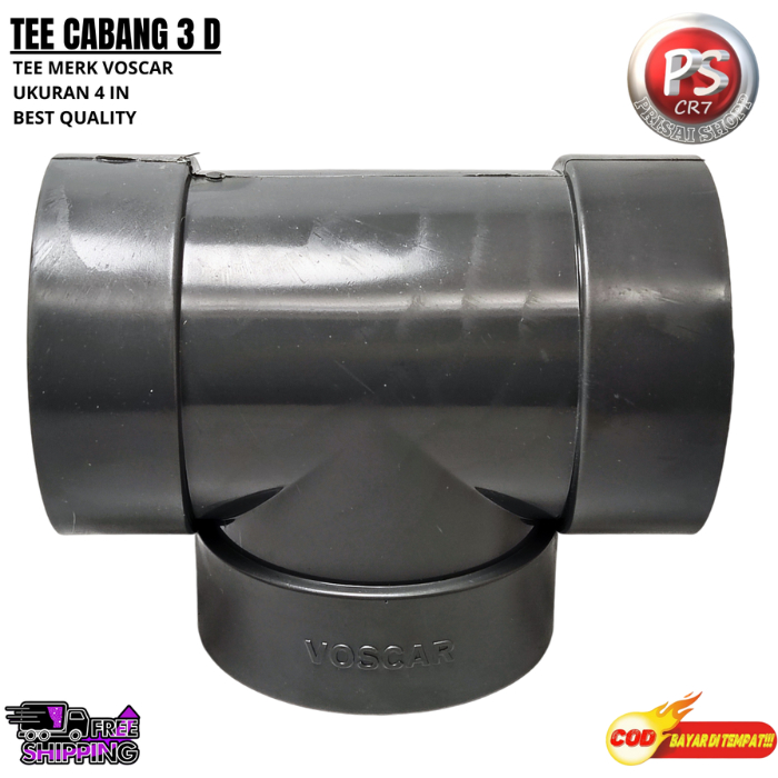 Tee / T D Voscar 4" / Fitting T Pipa PVC 4 inch / T Sambungan 3 Cabang / 3 Arah Pipa PVC 4 inch VOSC