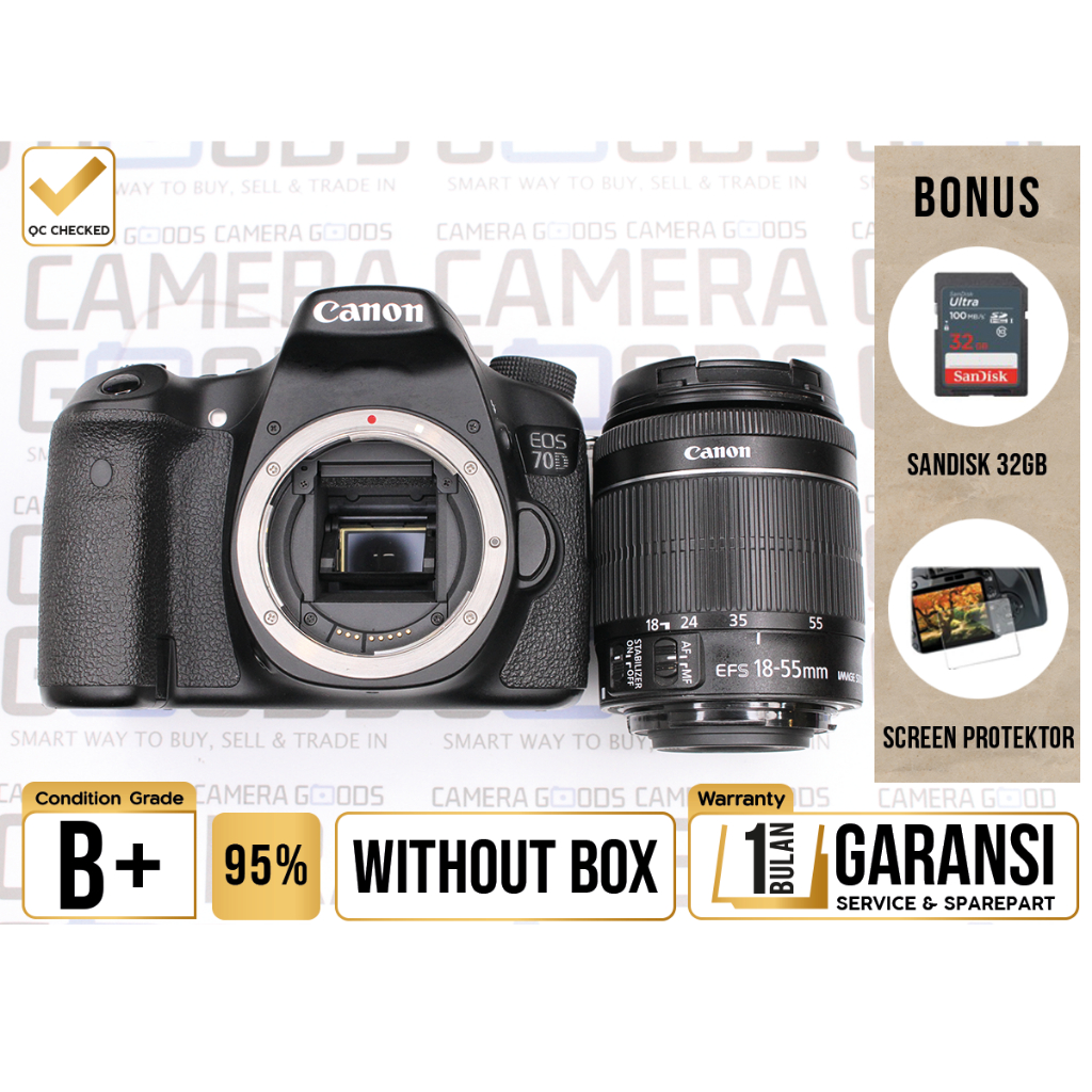 Kamera Canon EOS 70D kit 18-55mm DSLR APSC Camera Body Only Second Bekas Grade B+ - C250193