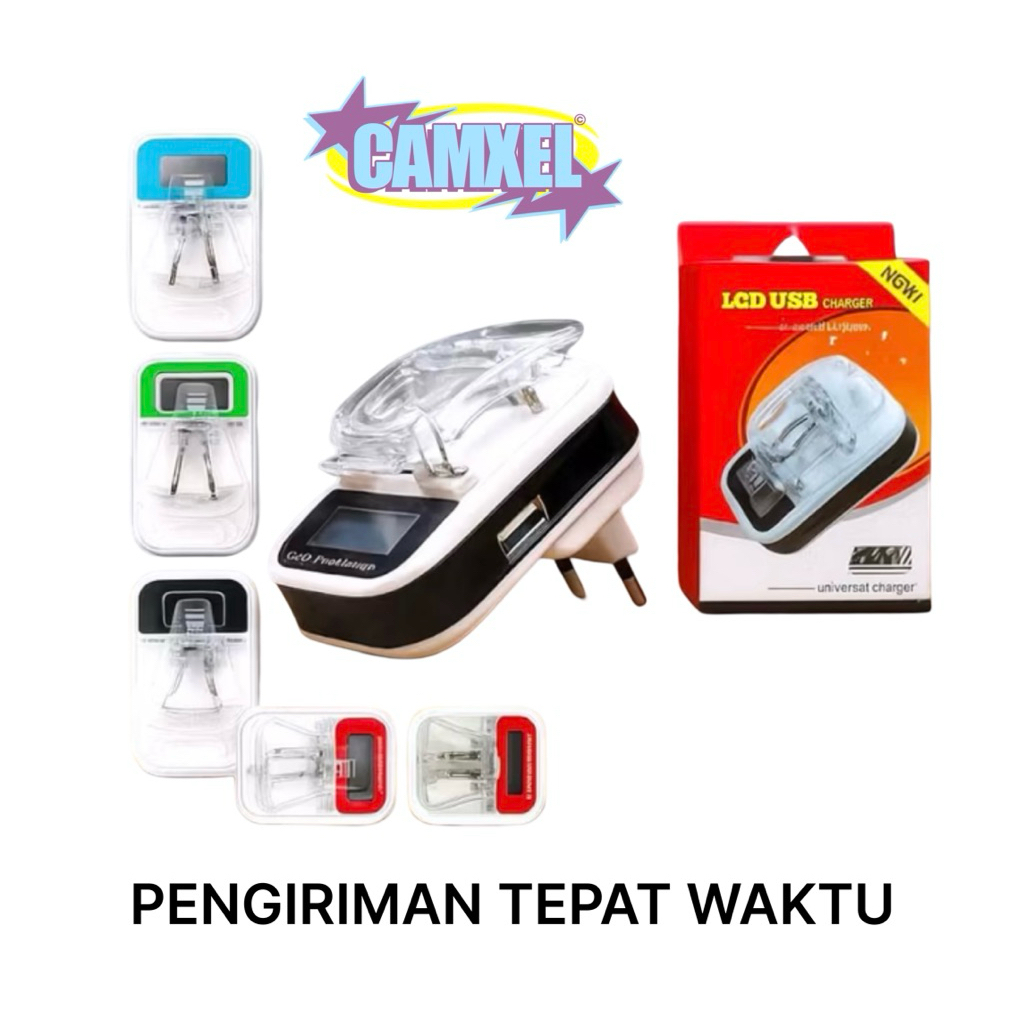Charger Kodok Universal Desktop Jepit LCD – Packing Merah | Cas Baterai HP Android, iOS & Kamera Dig