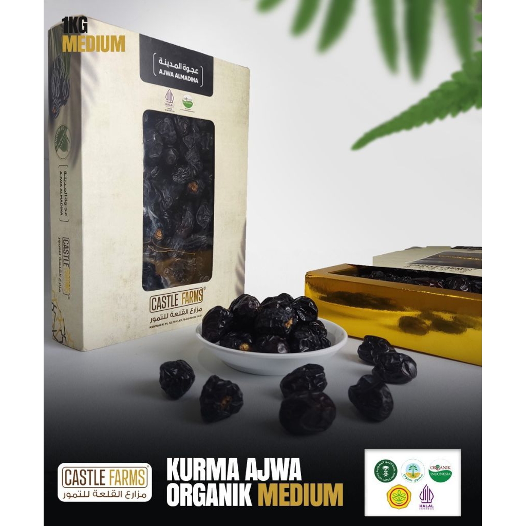 

Castle Farms - Kurma Ajwa Organik Medium 1kg | Kurma Ajwa Asli Madianh
