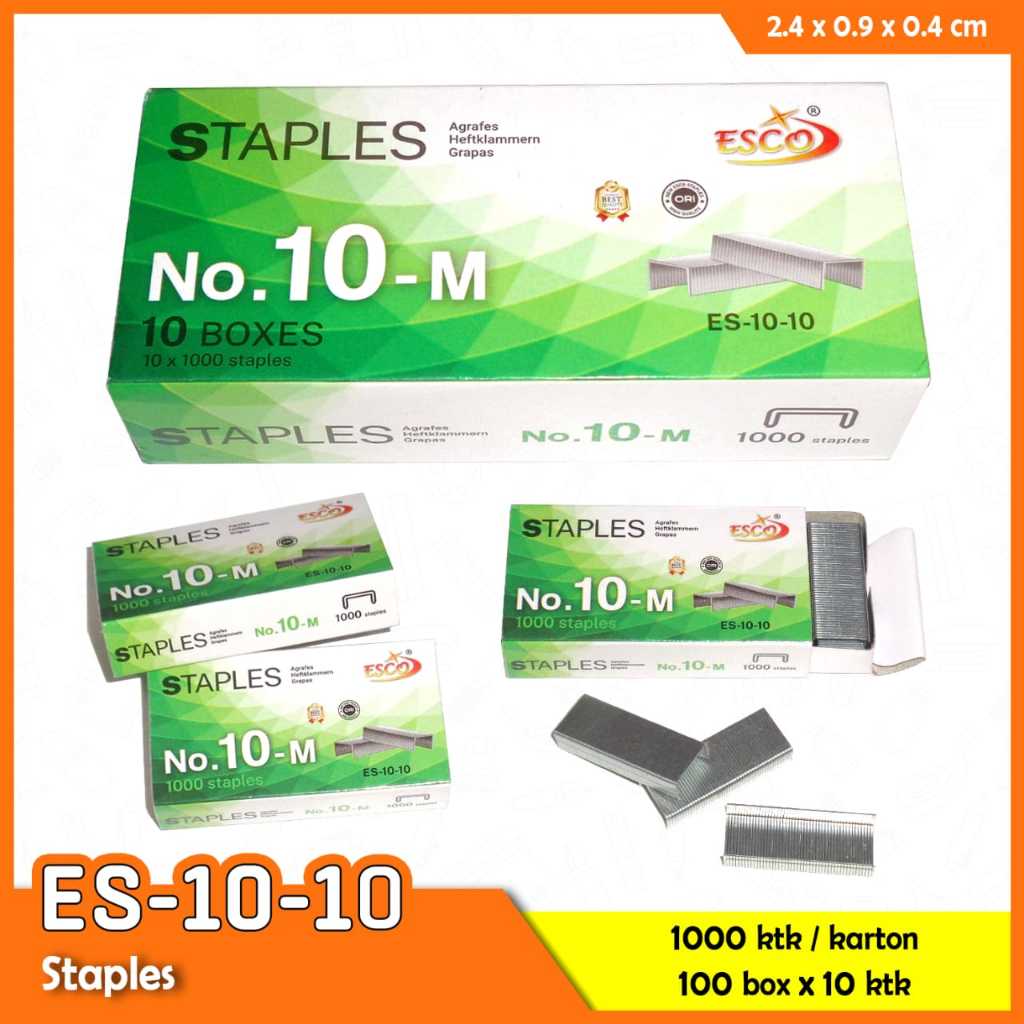 

Staples Esco No 10 Isi 1000 Pcs Kuat Tidak Patah
