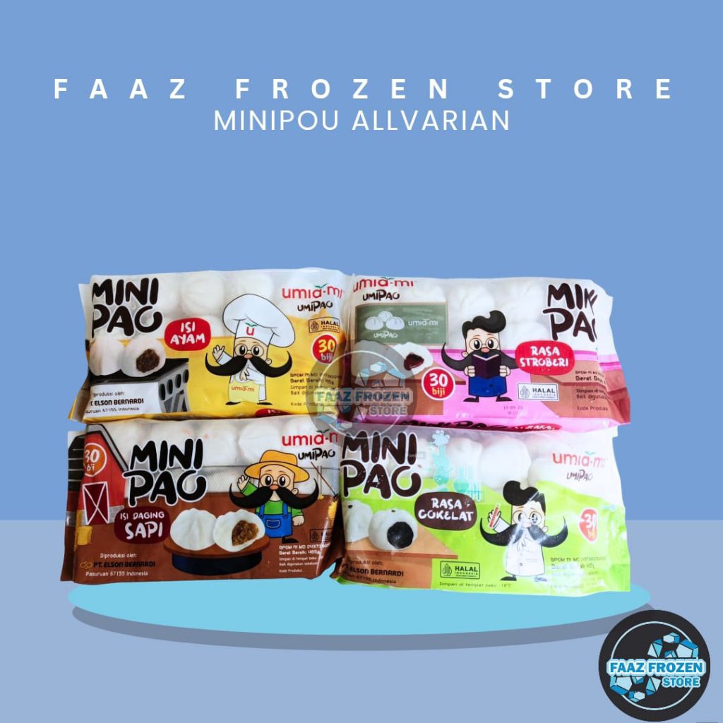 

UMIA-MI Minipao rasa coklat strawberry ayam sapi kacang hijau isi 30PCS UMIAMI