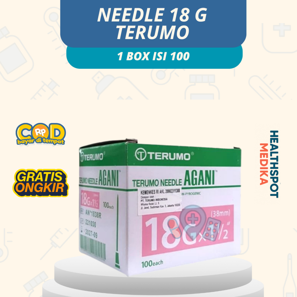 Jarum Agani 18G Terumo / Needle Terumo 18G