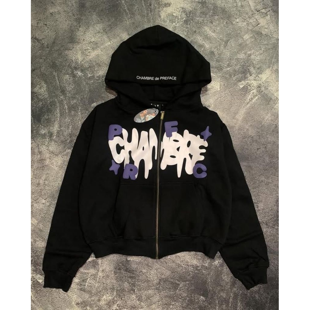 SWEATER HOODIE ZIPPER RESLETING BOXY CHMB X PREFACE OVERSIZE UNISEX PRIA WANITA COD
