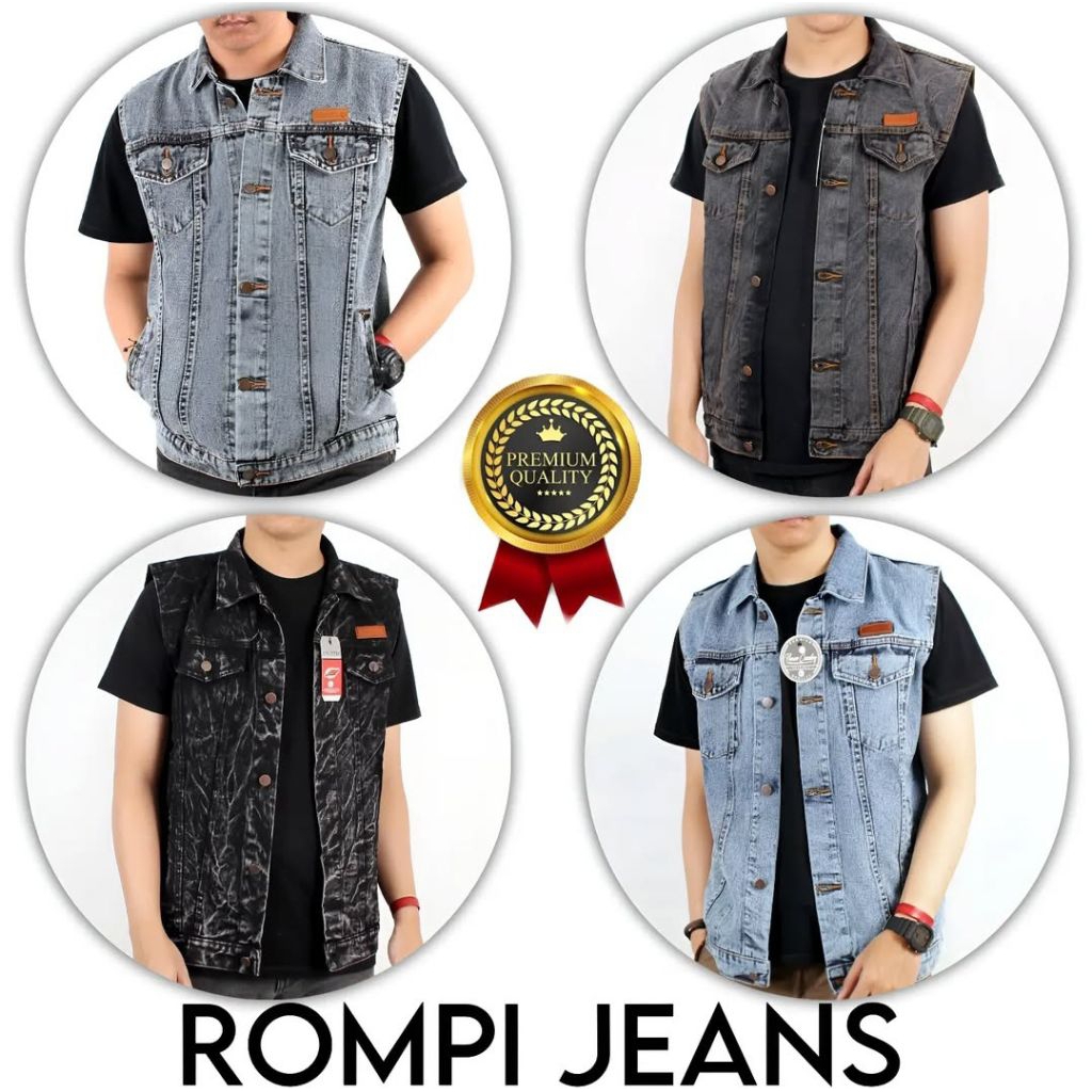 Vest Jeans Lekmong Rompi Pria Distro Vest Jins Sandwash Premium