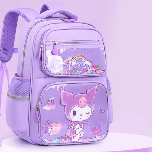 Tas Ransel Anak SD Kanvas Warna Ungu/Biru/Pink