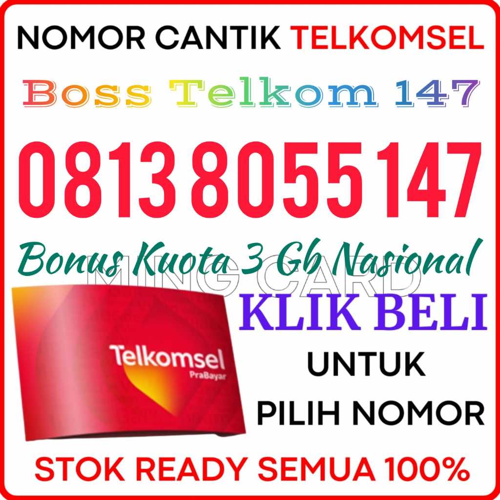 TIPE SIMPATI 11 DIGIT BOSS 147 - Nomor Cantik Telkomsel 4G/5G Kartu Perdana Simpati Cantik Prabayar 