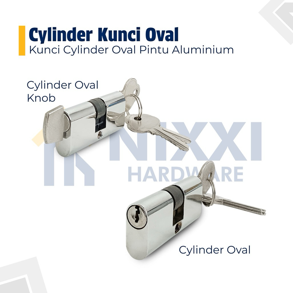 Cylinder Kunci Oval / Cylinder Kunci Oval Knob / Kunci Cylinder Oval Pintu Aluminium
