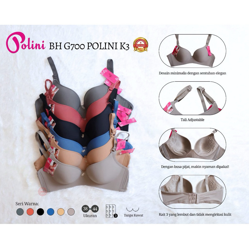 Bra Polini cup C kait 3 bra cup besar Bra wanita jumbo bra besar Bh polini Bh cup besar bra jumbo Bh