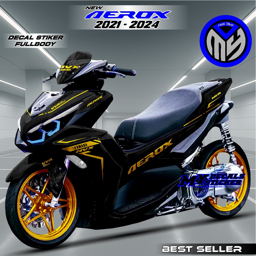 Decal Aerox 155 Connected 2021-2024 Sticker Motor All New Aerox 155 Motif NVX Hitam Keren Polosan