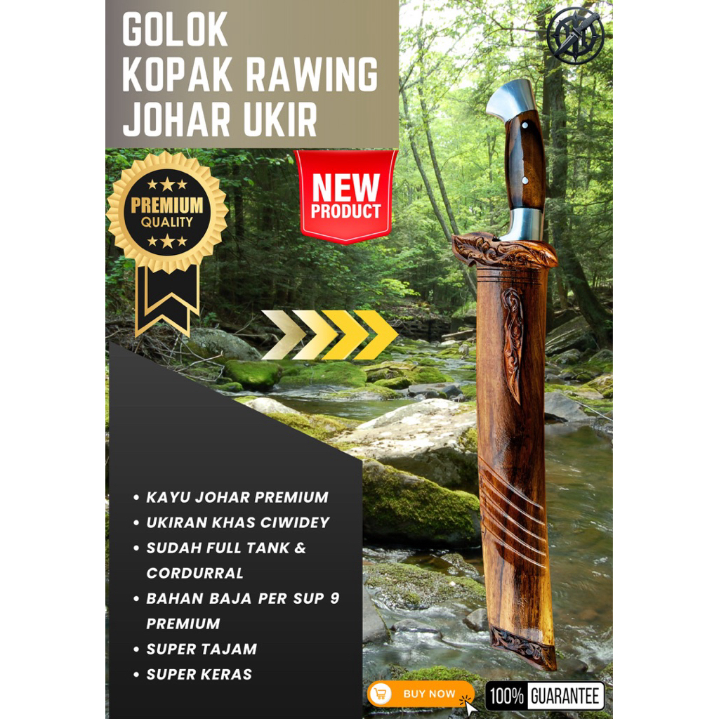 [BAJA PREMIUM] GOLOK KEBUN KOPAK RAWING UKIR GOLOK BAJA SUPER TAJAM Baja Per SUP9 Asli Original