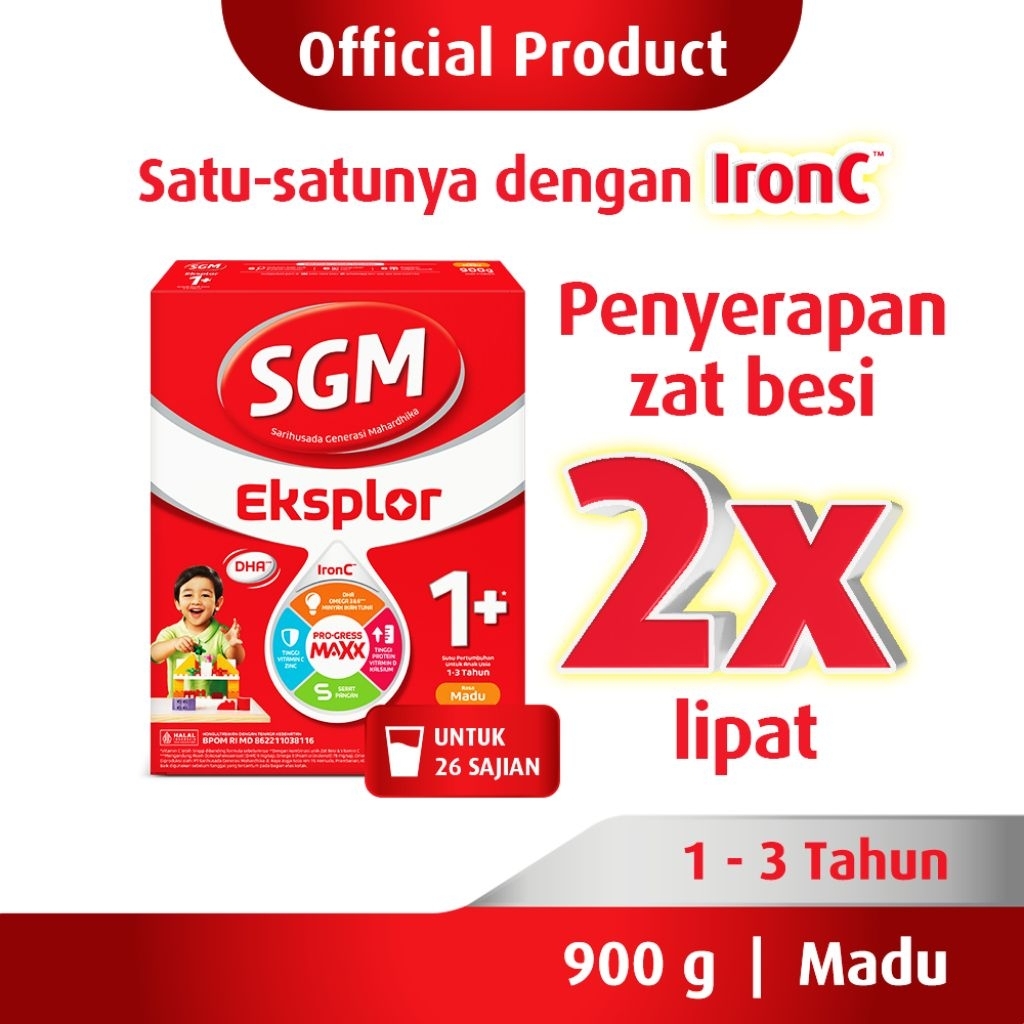 SGM EKSPLOR 1+ 900g (2PCS)•Susu sgm 1-3 tahun•susu sgm1+•susu sgm 900gr