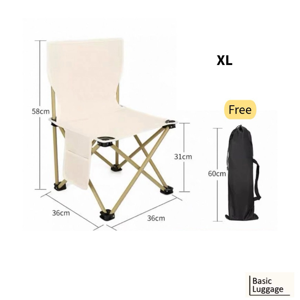 BASICLUGGAGE - Kursi lipat kecil, kursi santai outdoor kecil, kursi camping kecil, kursi malas, kurs
