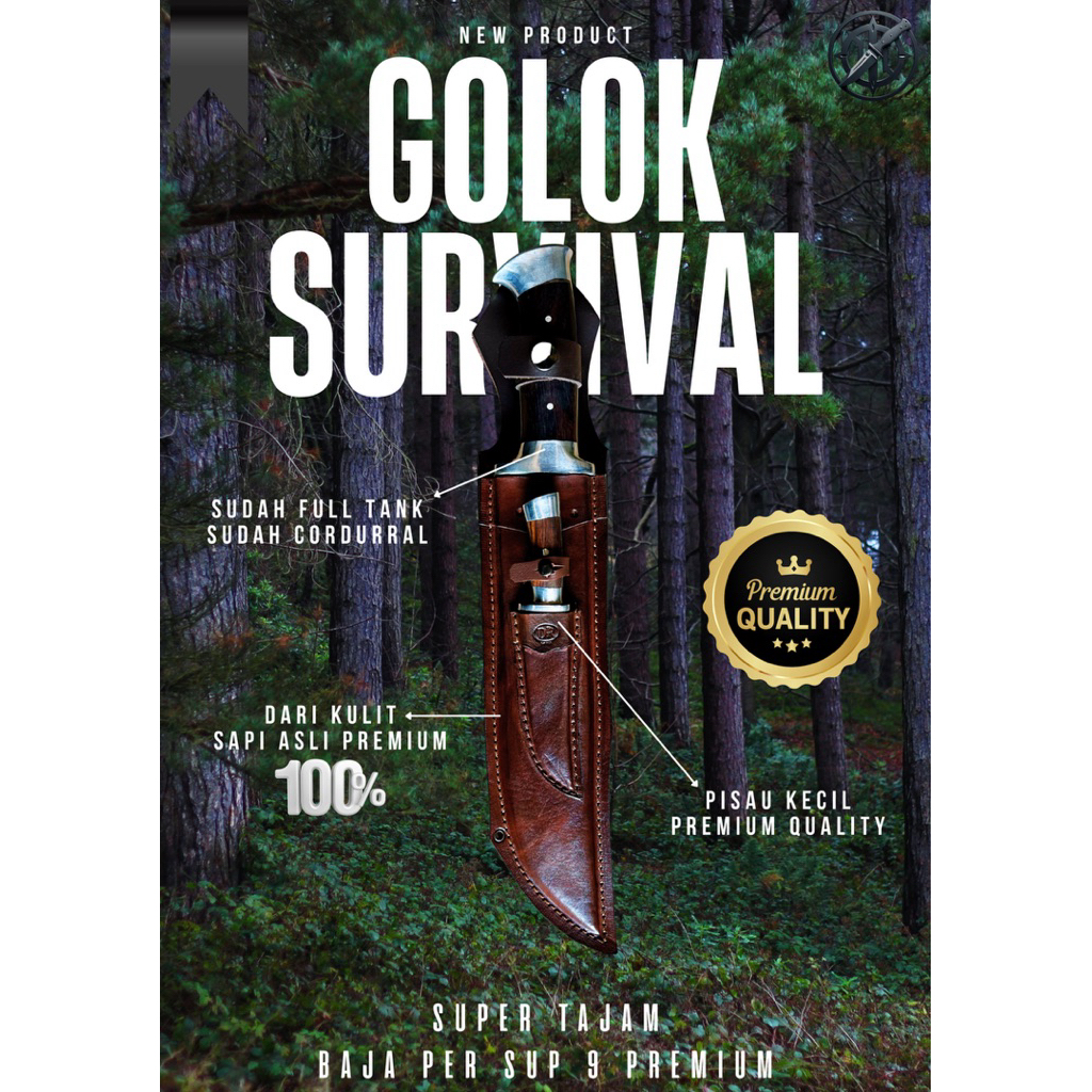 [BAJA PREMIUM] GOLOK BAJA SURVIVAL CAMPING GOLOK KEBUN SUPER TAJAM Baja Per SUP9 Asli Original