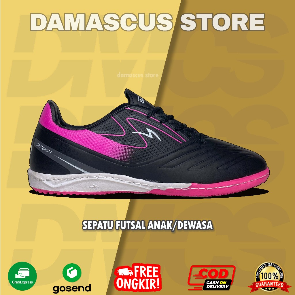 COD Sepatu Futsal SPECS Lightspeed Dewasa & Anak Hitam Pink Sol Sudah Jahit - Medan