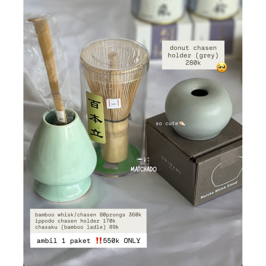 [READY] Matcha Tools - Ippodo chasen holder / Origami donut chasen holder (Grey) / Japan Bamboo Chas