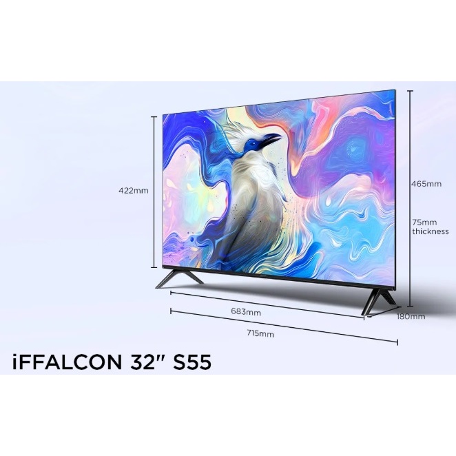 TV LED TCL iFFALCON by TCL 32 inch HD 32S55 iFF32S55 GOOGLE TV Smart Android14 Netflix YouTube WiFi