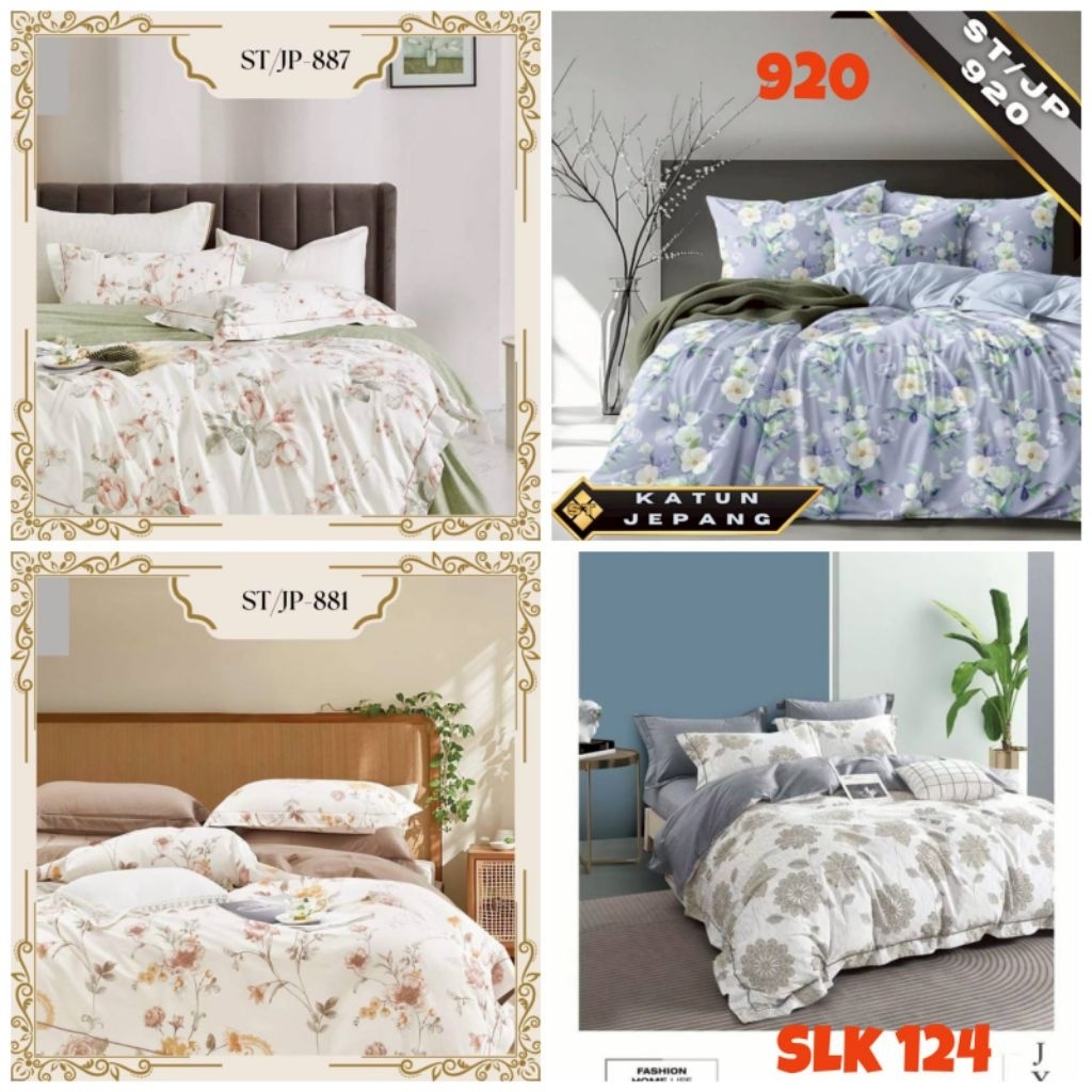 BED COVER SET +SPREI KATUN JEPANG IMFORT ORIGINAL MOTIF DEWASA BUNGA MINIMALIS UK KING QUEEN SINGLE