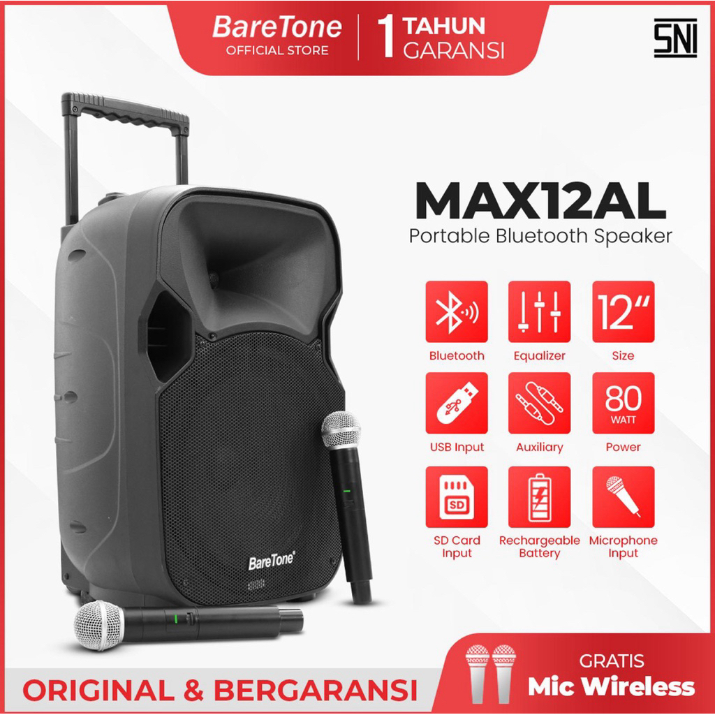 BARETONE AUDIO PORTABLE SPEAKER 12 INCH | MAX12AL