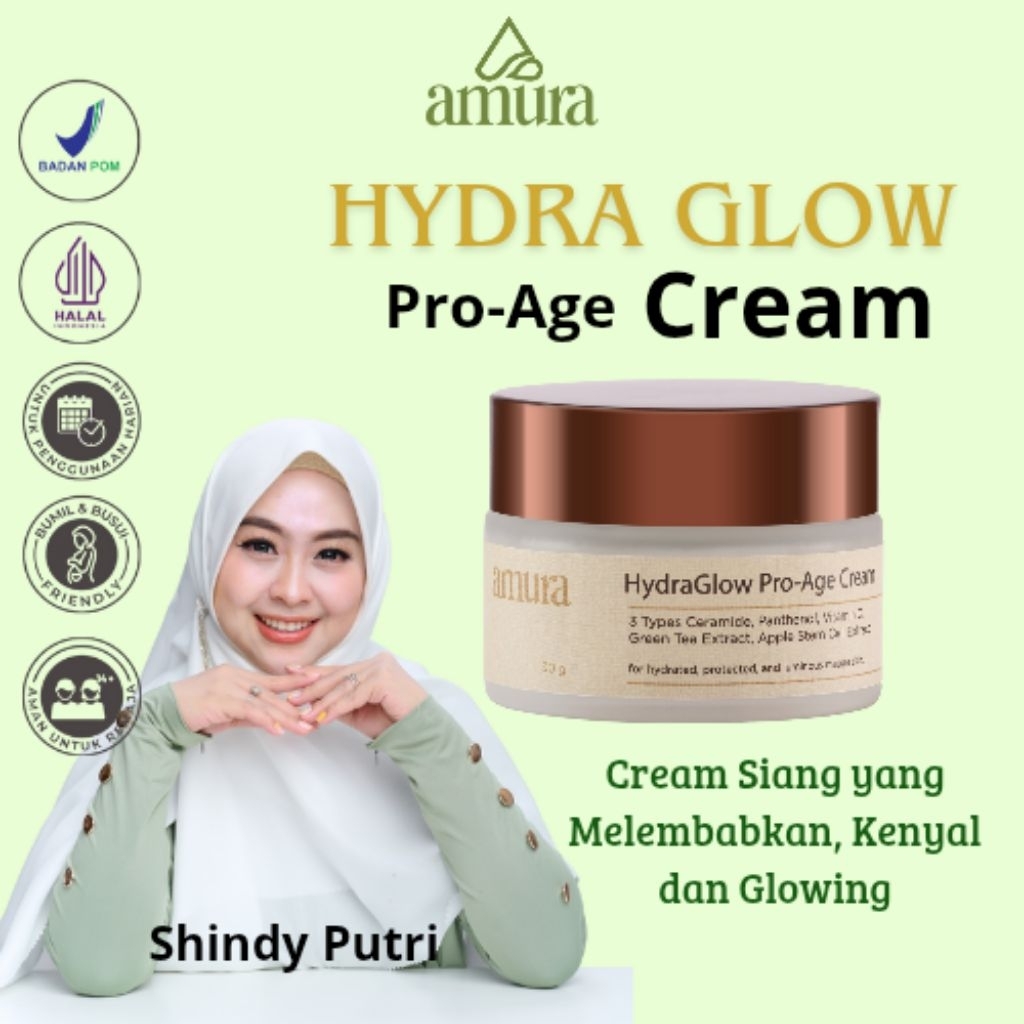 Amura HydraGlow Pro-Age Day Cream 30g | 3X Ceramide Memperkuat Skin Barrier Melembapkan Wajah