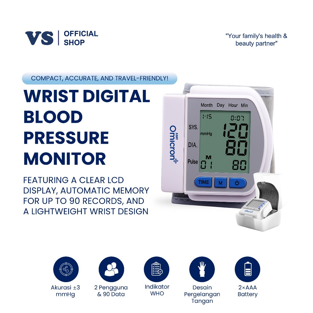 TaffOmicron CK-102S Tensimeter Digital Pengukur Tekanan Darah Wrist Monitor