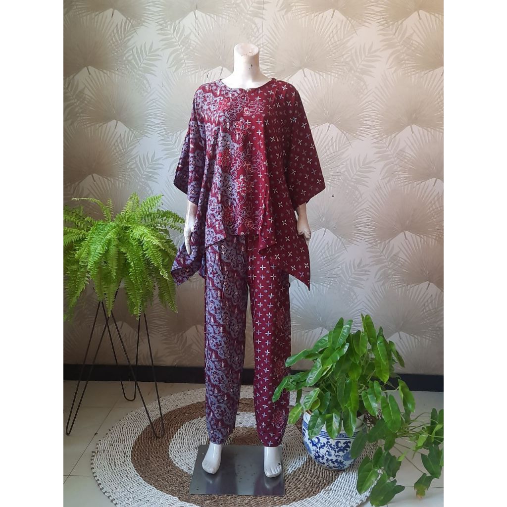 SOGAN SET WAKA Colet Setelan Celana Panjang Rayon Premium Jumbo Busui Resleting Depan One Set Terbar