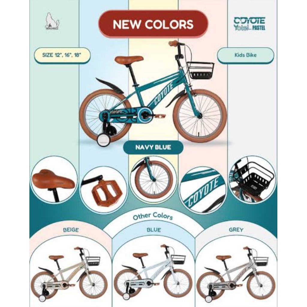 SEPEDA ANAK BMX 12 / 16 / 18 INCH ELEMENT COYOTE YOTEL XONE PASTEL YOTEL X3 SPIDERMAN YOTEL X2 SUPER
