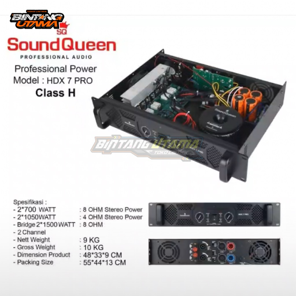power amplifier soundqueen hdx 7 pro 2 chanel 700w